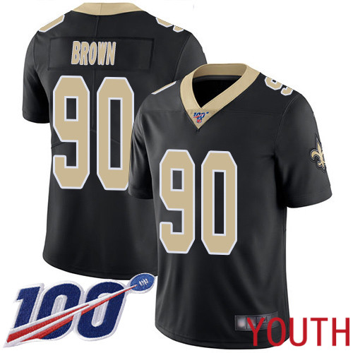 New Orleans Saints Limited Black Youth Malcom Brown Home Jersey NFL Football 90 100th Season Vapor Untouchable Jersey